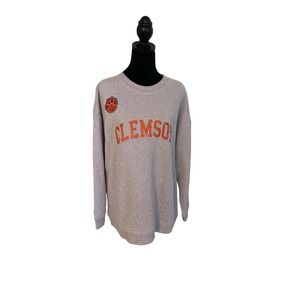Chicka-d Clemson University Women's Sweater Large Grey White Long‎ Sleeve NWT